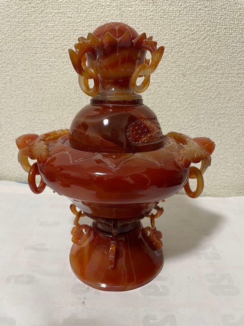中国美術　置物　瑪瑙　メノウ　香炉