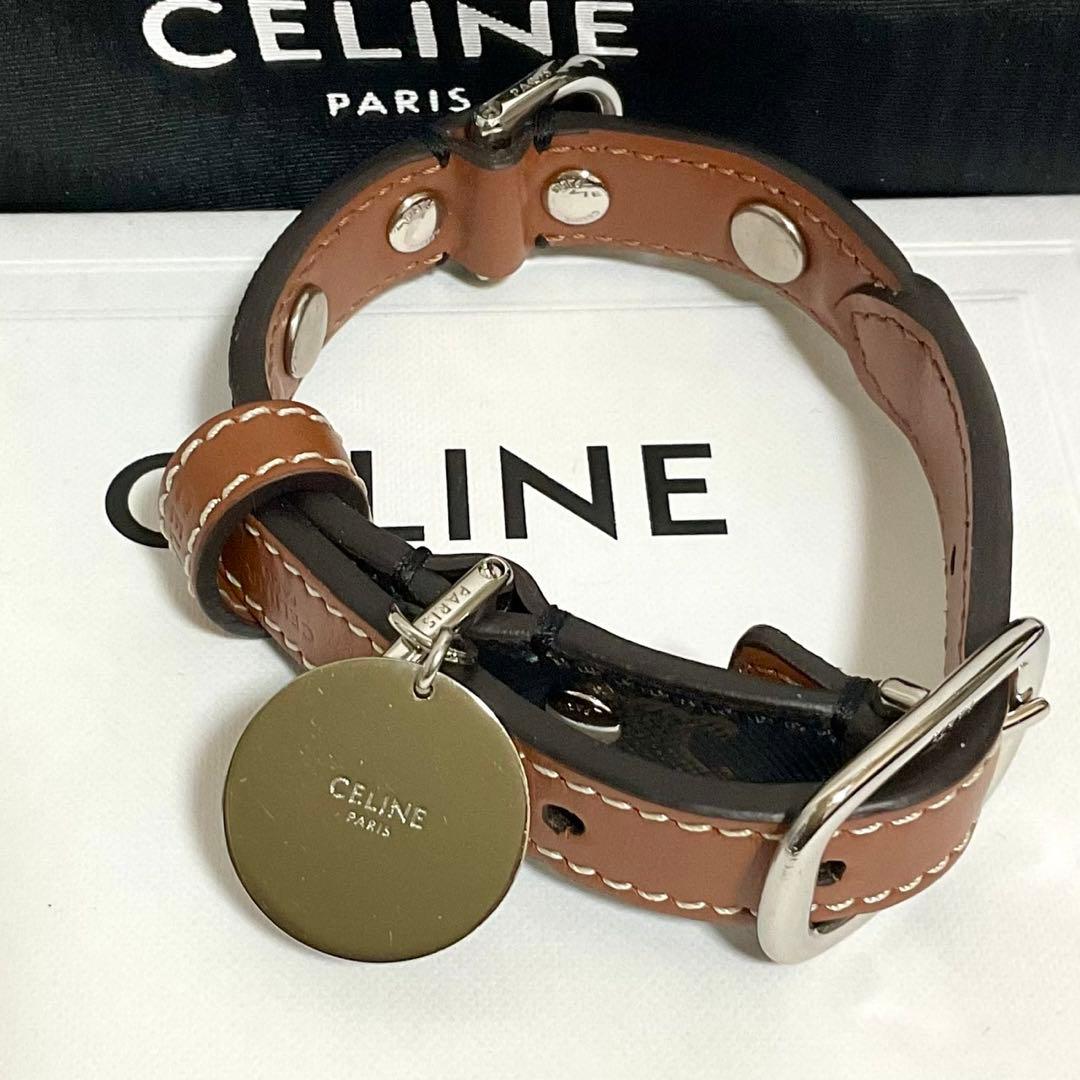 セリーヌ 定価6.4万【極美品】ドッグカラー 首輪 トリオンフ チャーム 箱付き