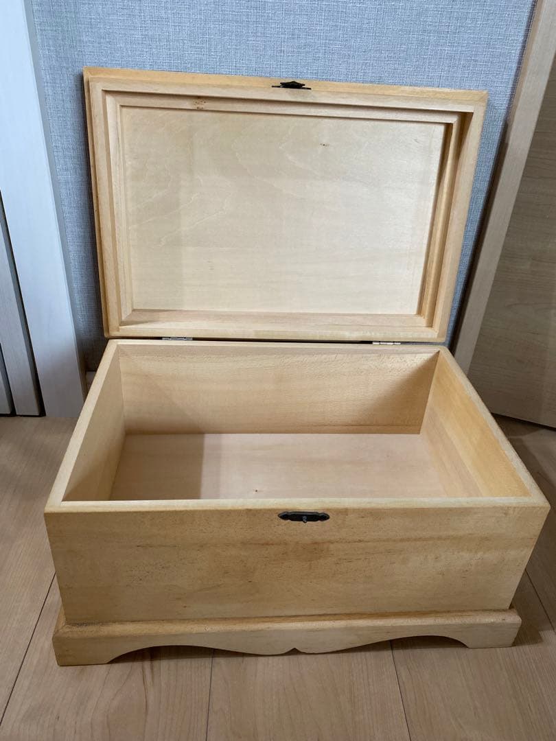 トールペイント 木製収納ボックス 約幅40㎝x 奥行き30㎝x 高さ20㎝
