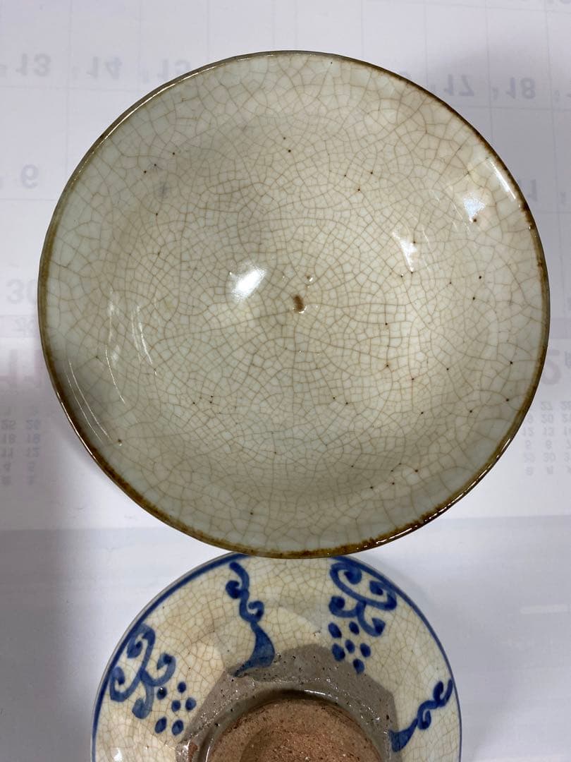 ♦呉須染付 八角面取り 蓋物碗 茶道具 懐石用 古美術品 明治時代 江戸？骨董品