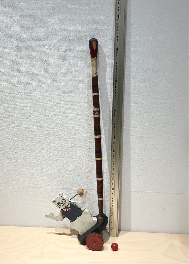 木製・猫のからくり・アンティーク玩具おもちゃ　ねこ　イギリスUSA