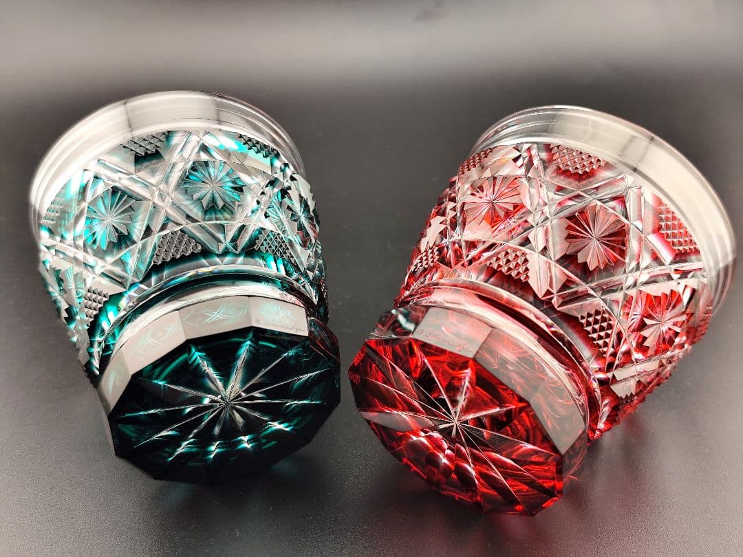 定価14万円超☆島津薩摩切子 焼酎オンザロック 2客（切子、江戸切子、薩摩切子）