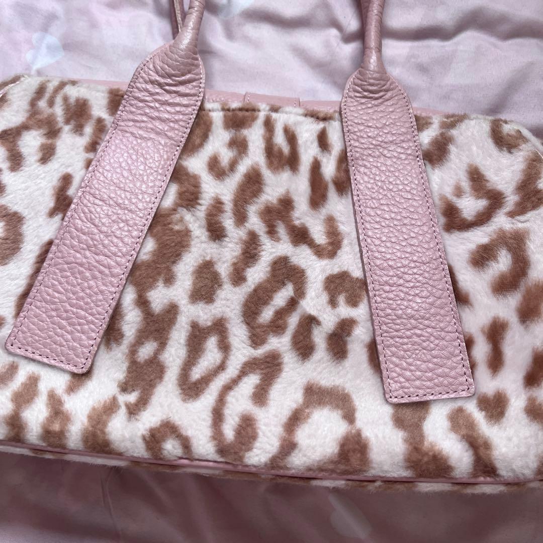 当時物 ピンクヒョウ柄ファー 姫ギャル平成y2kグランジラインストーンレオパード