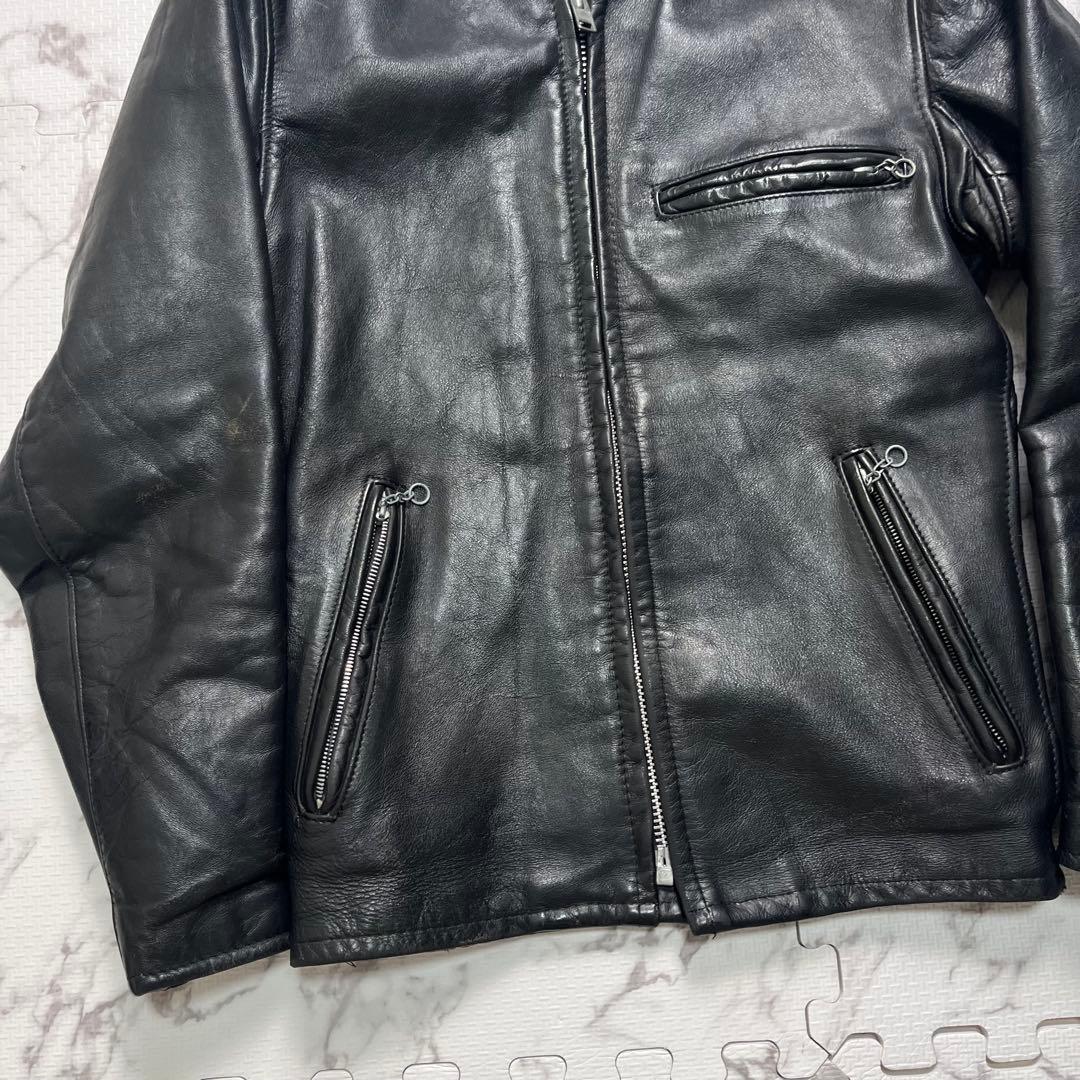 【米国製】schott シングルライダース 34size 黒 カウハイド 641