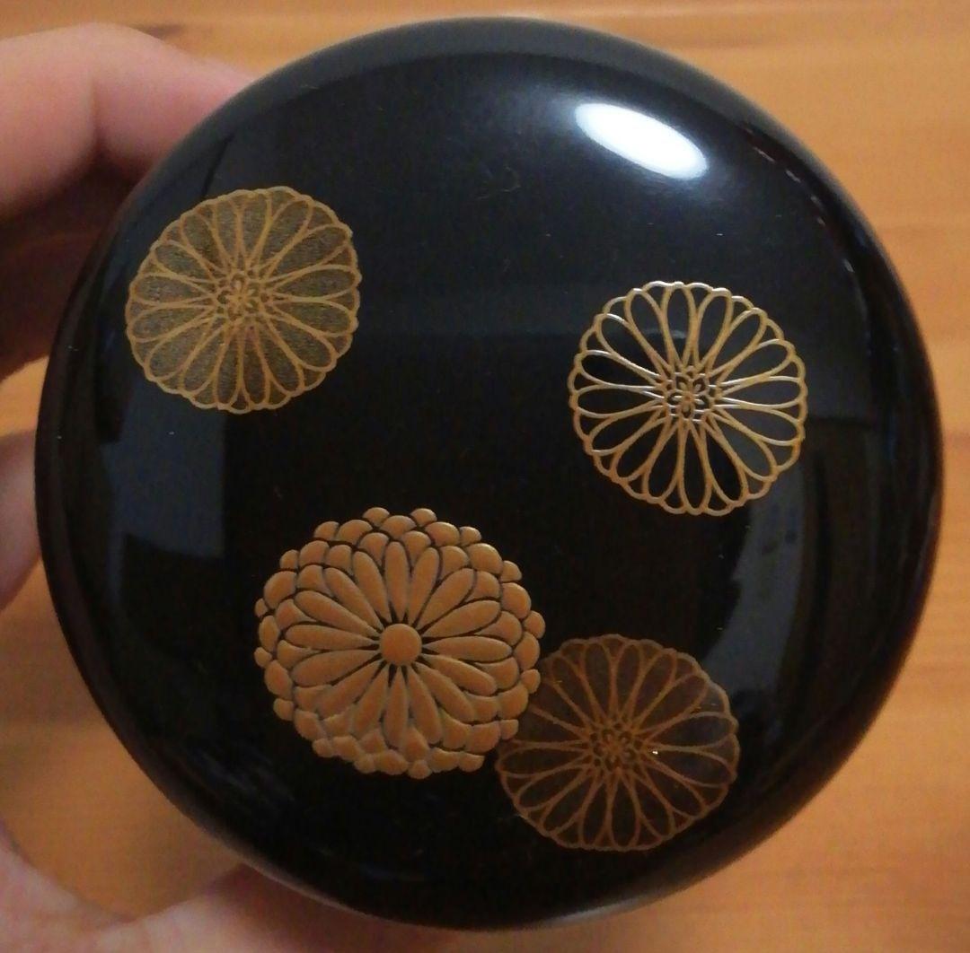 前端春斎作　粒菊　蒔絵　内銀　棗　共箱　茶道具