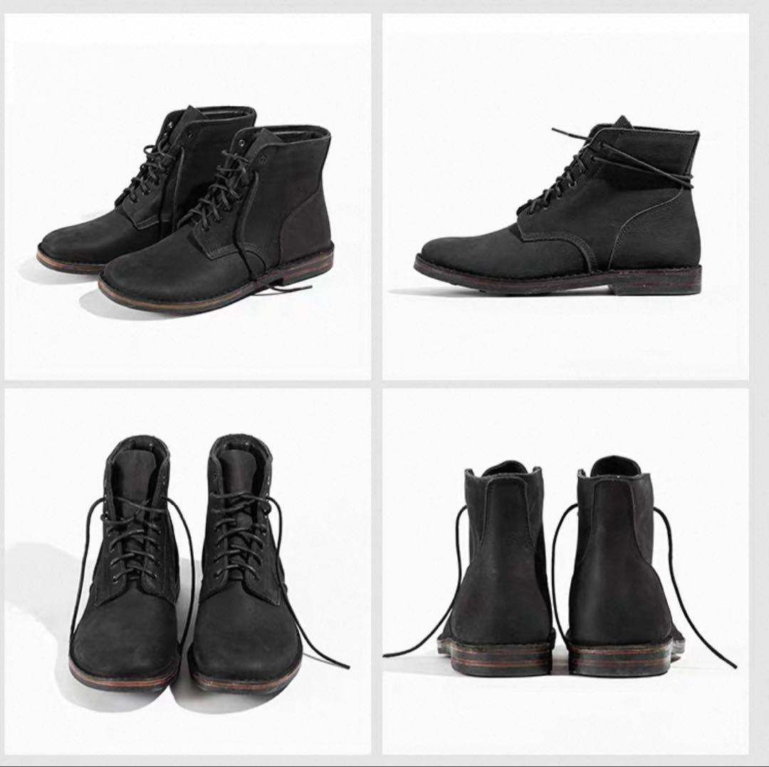 編上靴　黒　本革　代用品