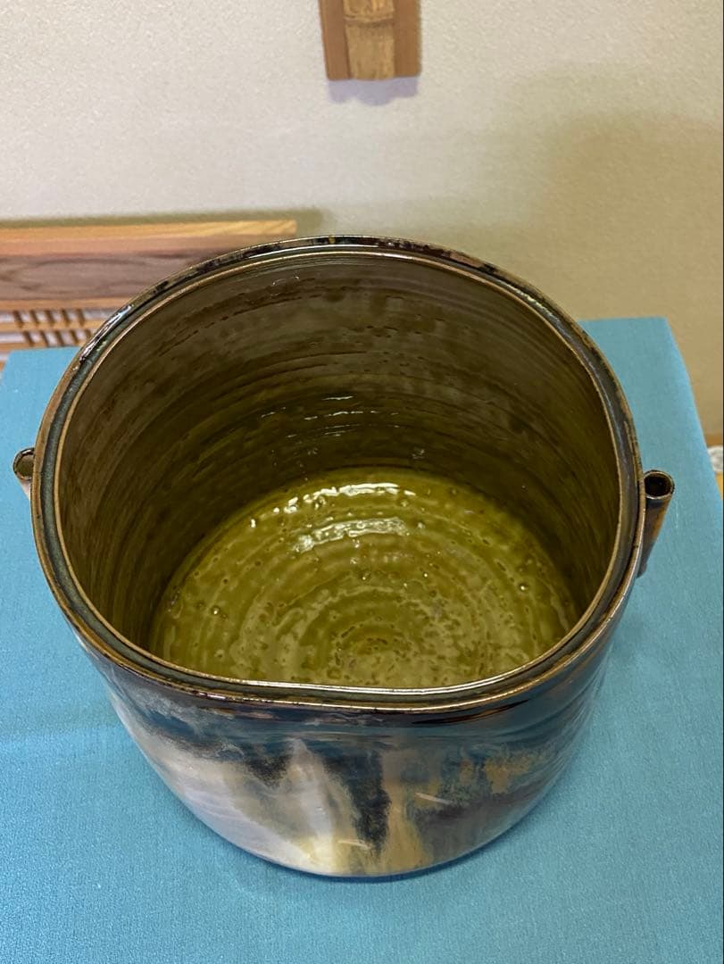 茶道具/水指 高取耳付水指 十四代 亀井味楽 共箱 塗蓋