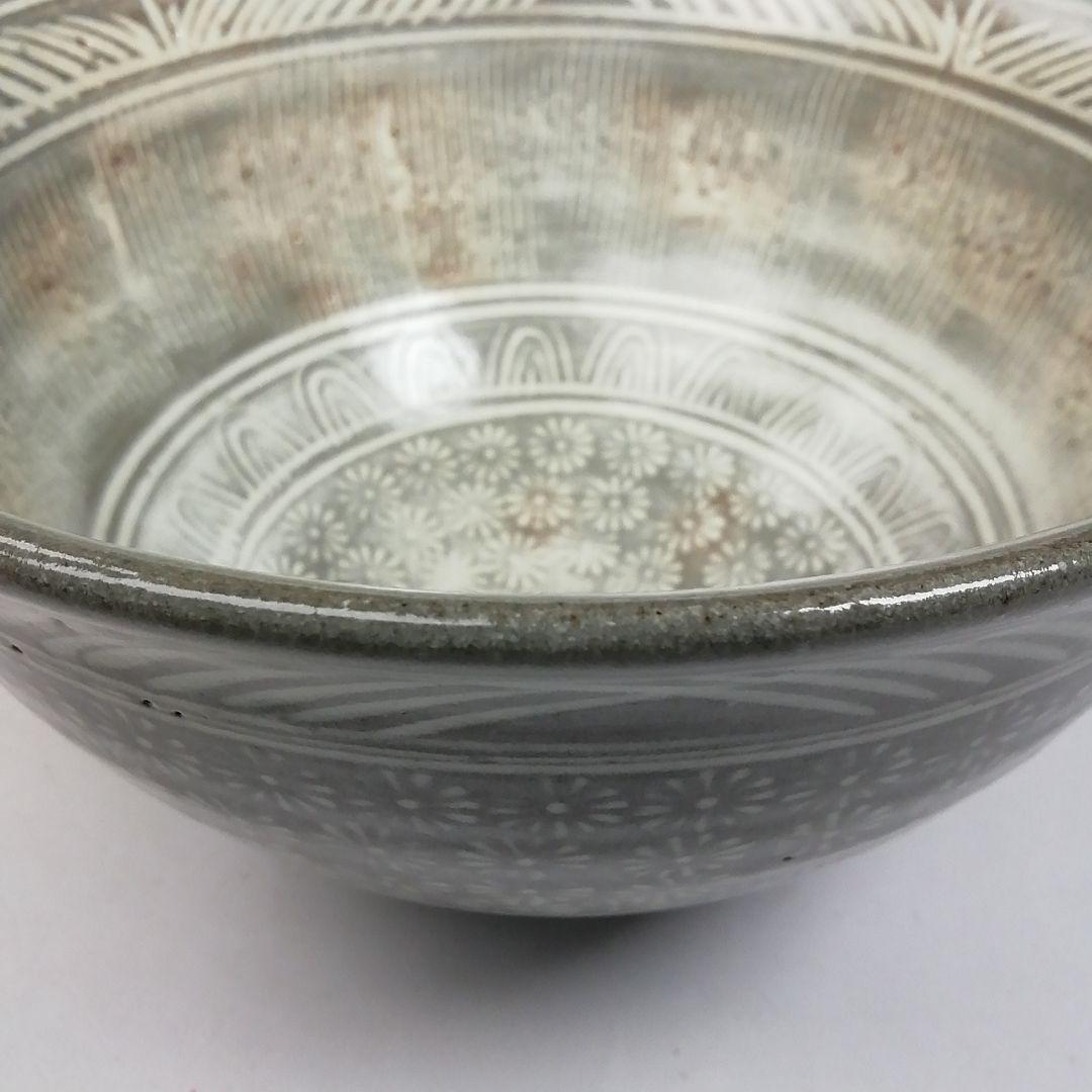 Ｔ９７４　数茶碗　十客　『花三島　数茶碗』『黒石窯　榊原勇一 作』　共箱　茶道具