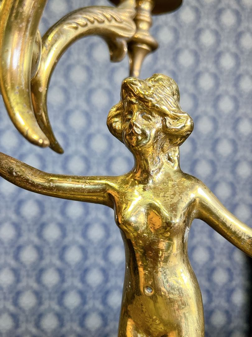 フランス製アンティーク　キャンドルスタンド　5灯　真鍮　ブラス製