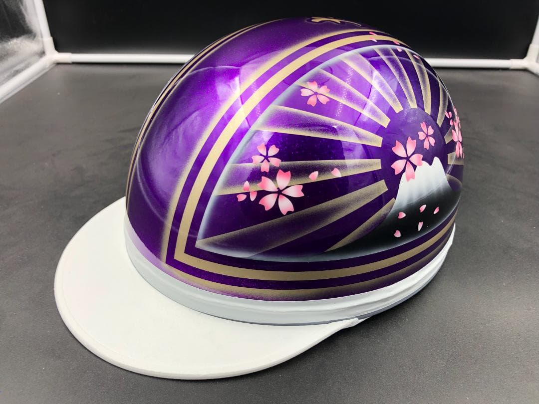 コルク半　カスタム　富士日章　三つボタン　パープルゴールド　ぼかし　桜