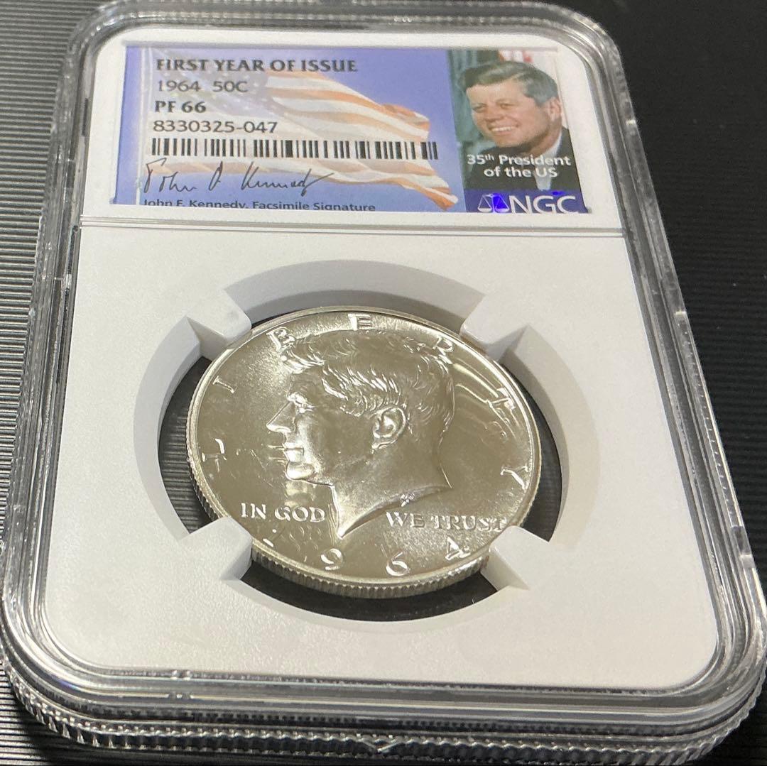 【本物保証】NGC鑑定 1964年 アメリカ ケネディ ハーフダラー PF66