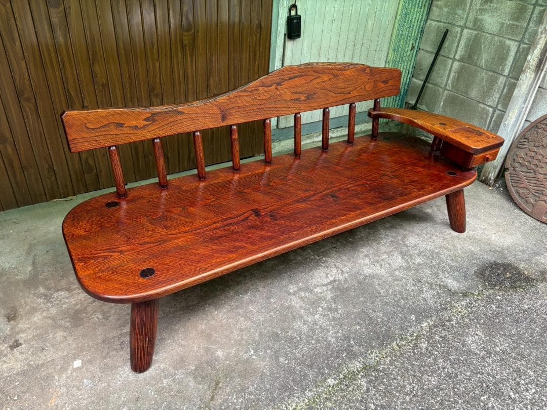 ベンチチェア　工房 我楽堂　無垢材　漆仕上げ　長椅子　民藝　幅190ｃｍ