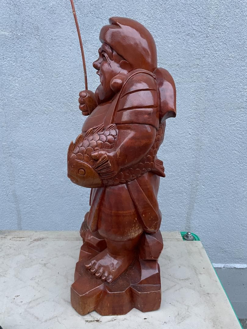 ★状態〇★ 昭和レトロ 木彫り 彫刻 恵比寿 全長約58cm 木彫 木製 七福神
