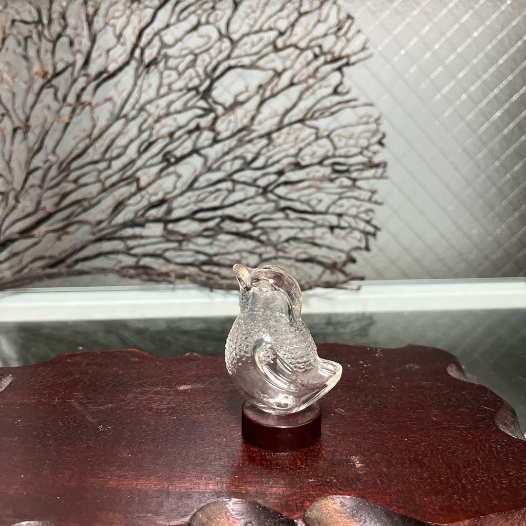 骨董　時代ガラス　プレスガラス　雀型　小鳥モチーフ　金平糖？香水瓶？ウランガラス