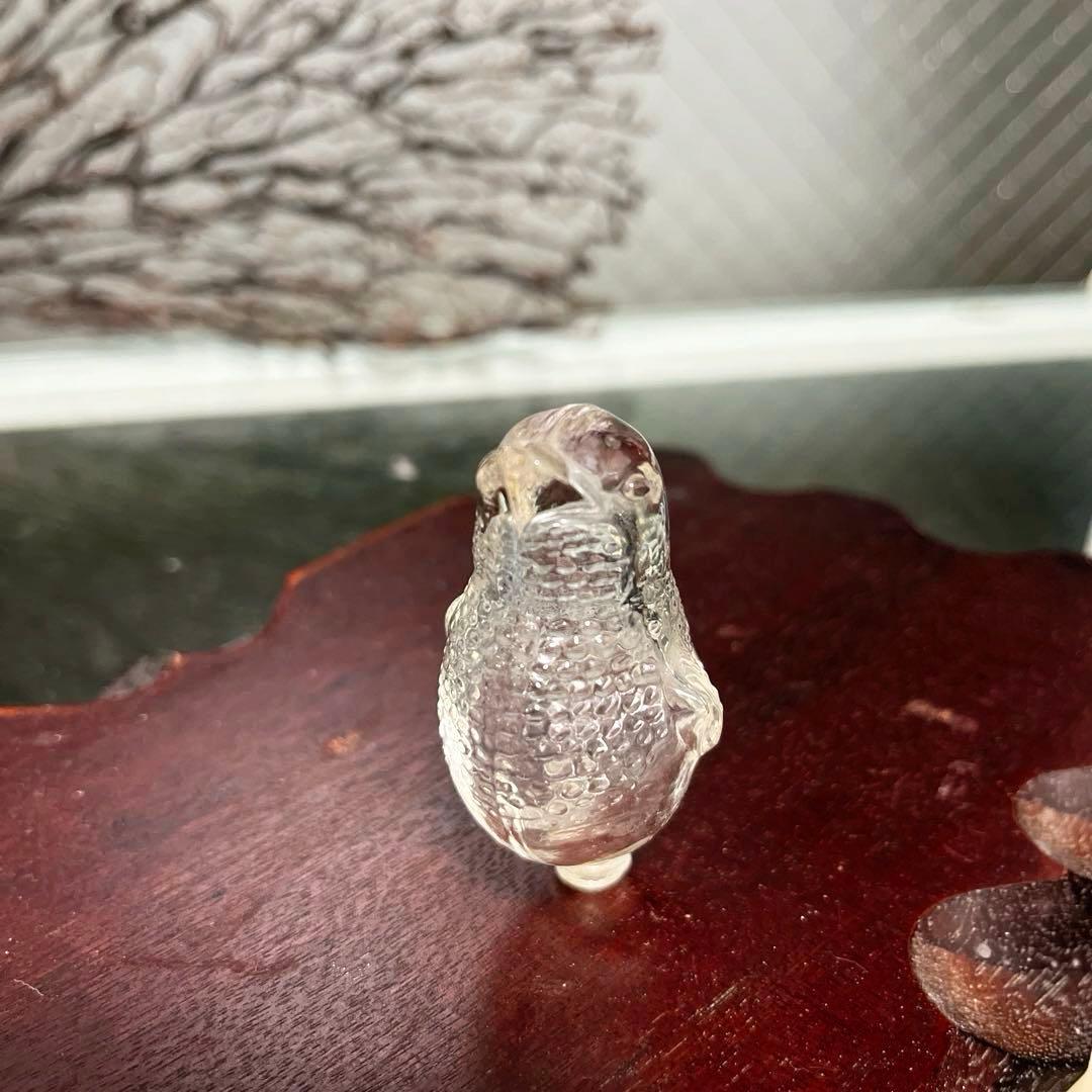 骨董　時代ガラス　プレスガラス　雀型　小鳥モチーフ　金平糖？香水瓶？ウランガラス