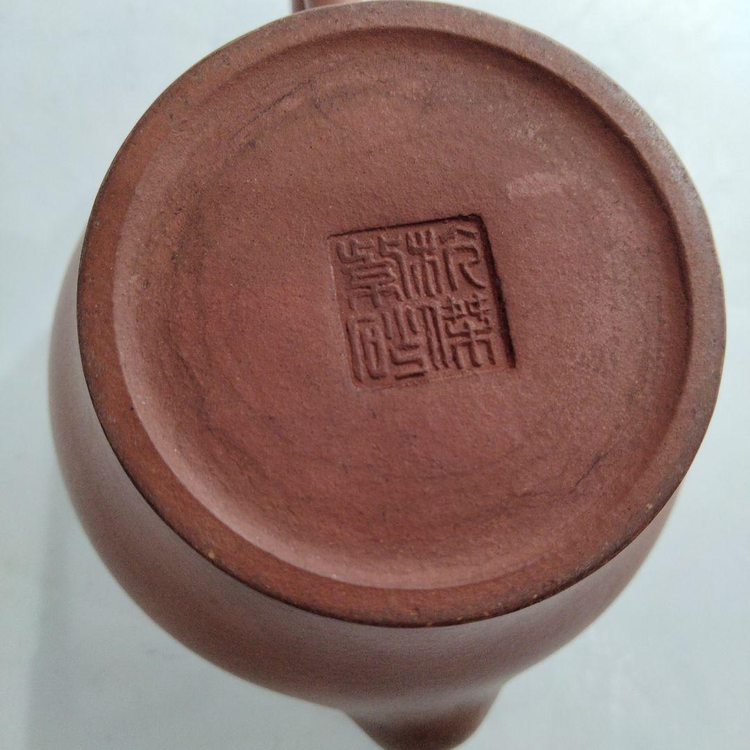 O85-15　中国古作　古い朱泥急須 在銘刻印有　D