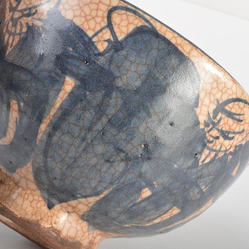 青木木米　聾米造　染付　寿老　茶碗　山本如仙 (八世尾形乾山)識箱　N　6362