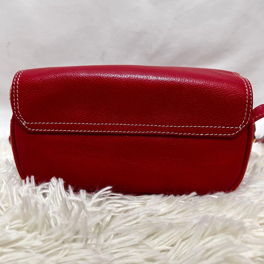 外観美品 LOEWE レザー　レッド　アナグラム　ショルダーバックロスボディ