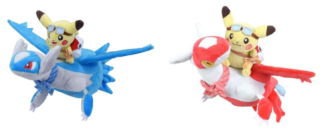 ラティアスとラティオスに乗って旅をするピカチュウ ぬいぐるみ