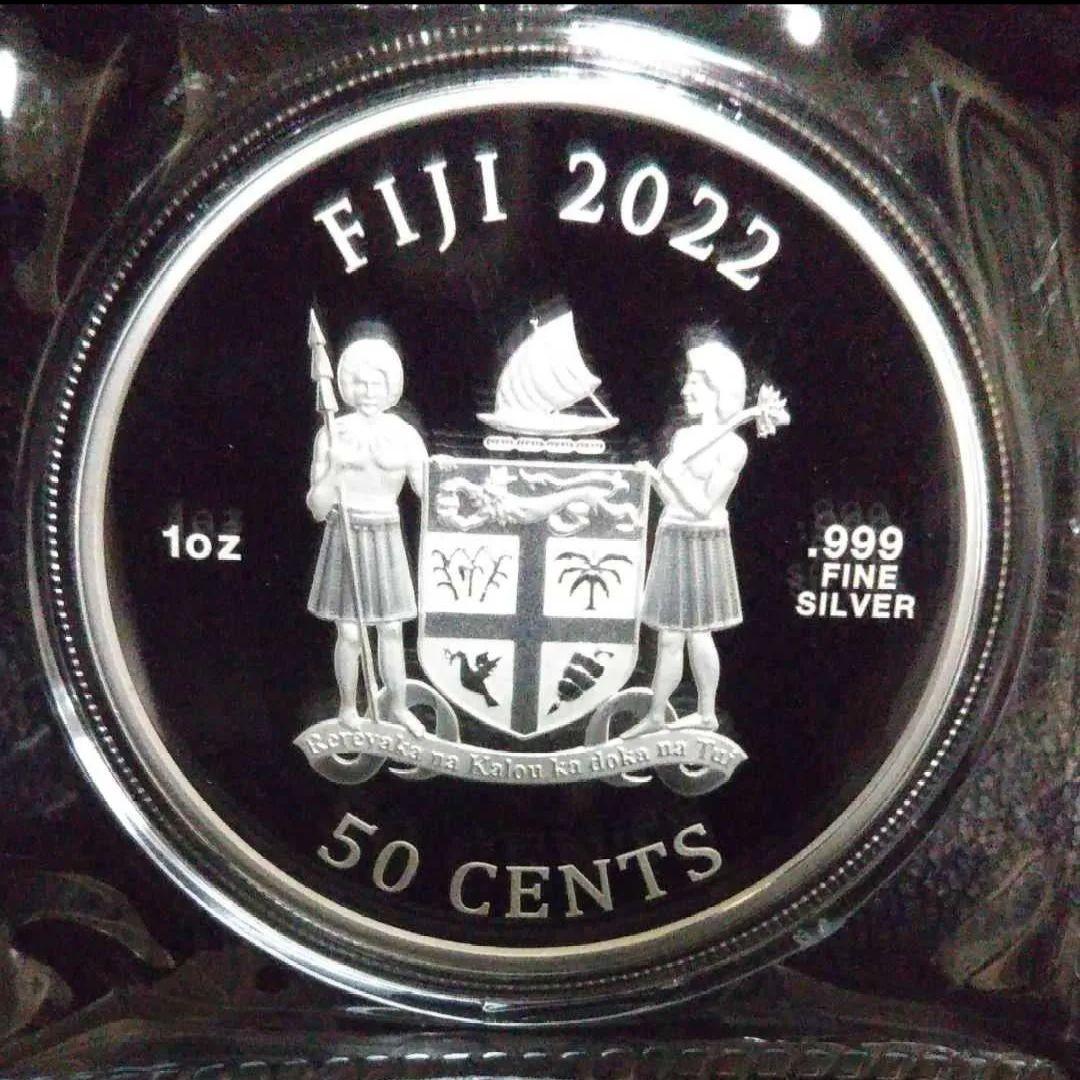 2022年 フィジー 猫シリーズ カラー版 庭で遊ぶ猫 1オンス銀貨 純銀