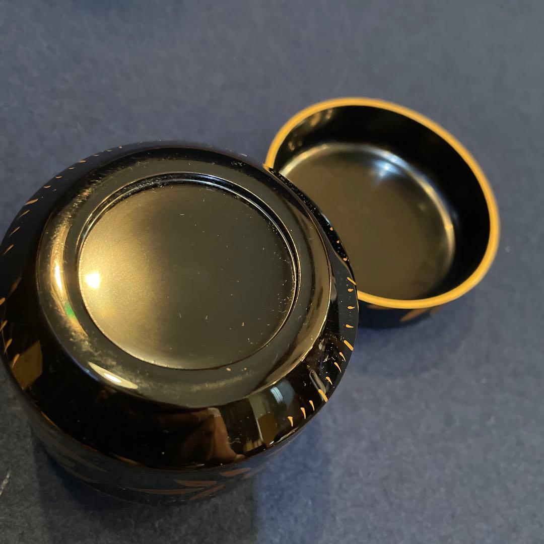 茶道具『雪吹 笹露 棗』輪島塗の名工【茶平 一斎】(作)共箱　※美品