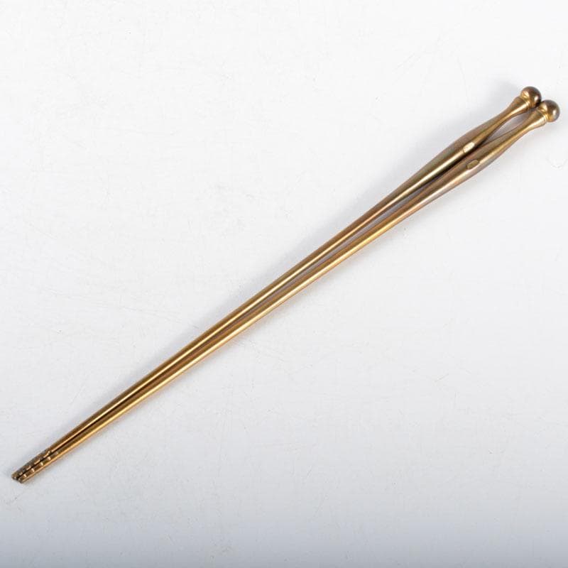 茶道具　釜師　根来茂昌作　宣徳院珠頭火箸　共箱　V　R4658