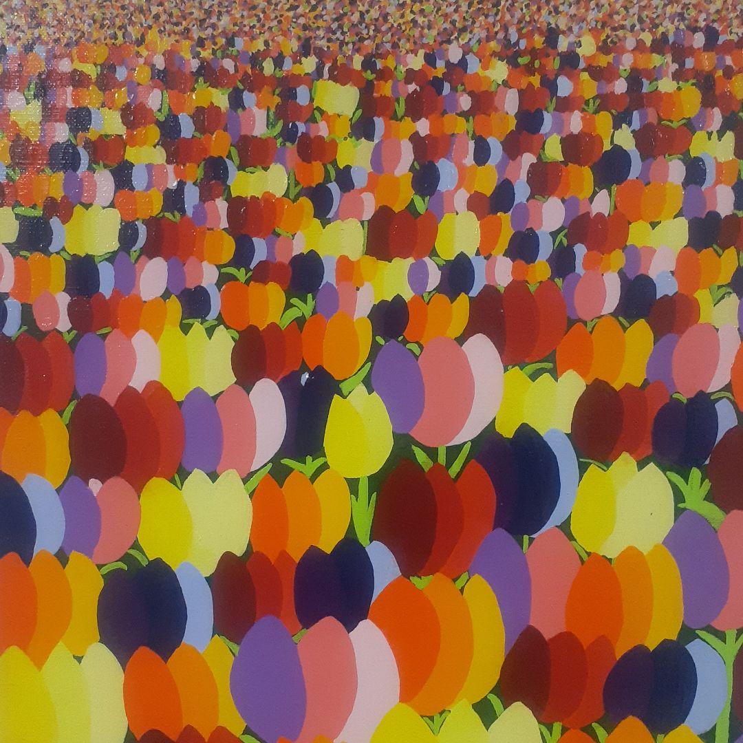 ハッピーチューリップ畑　F6号　アクリルガッシュ　キャンバス