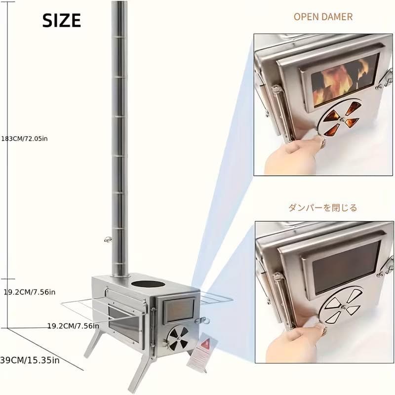 clubito 薪ストーブ 3面ガラスモデル 軽量304ステンレス製