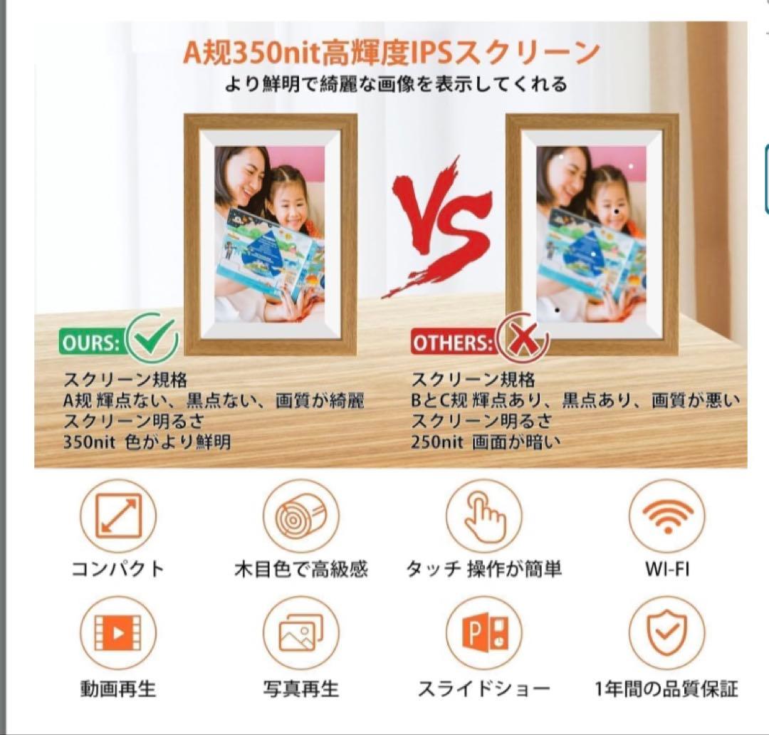 32GB内蔵 デジタルフォトフレーム 10.1インチ 360°自動回転　思い出