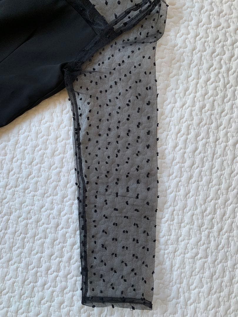 niana ドットチュール切替ワンピース S 黒 2WAY仕様　パーティー結婚式