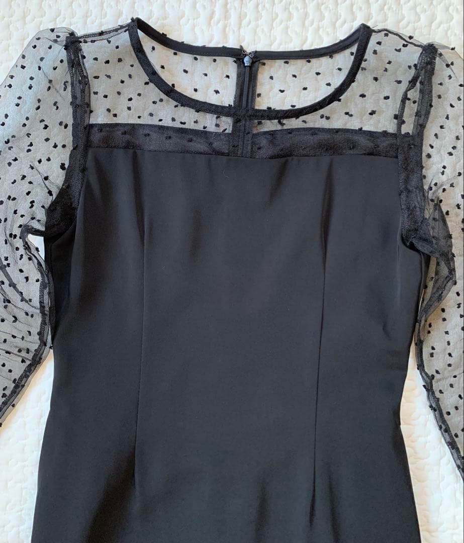 niana ドットチュール切替ワンピース S 黒 2WAY仕様　パーティー結婚式
