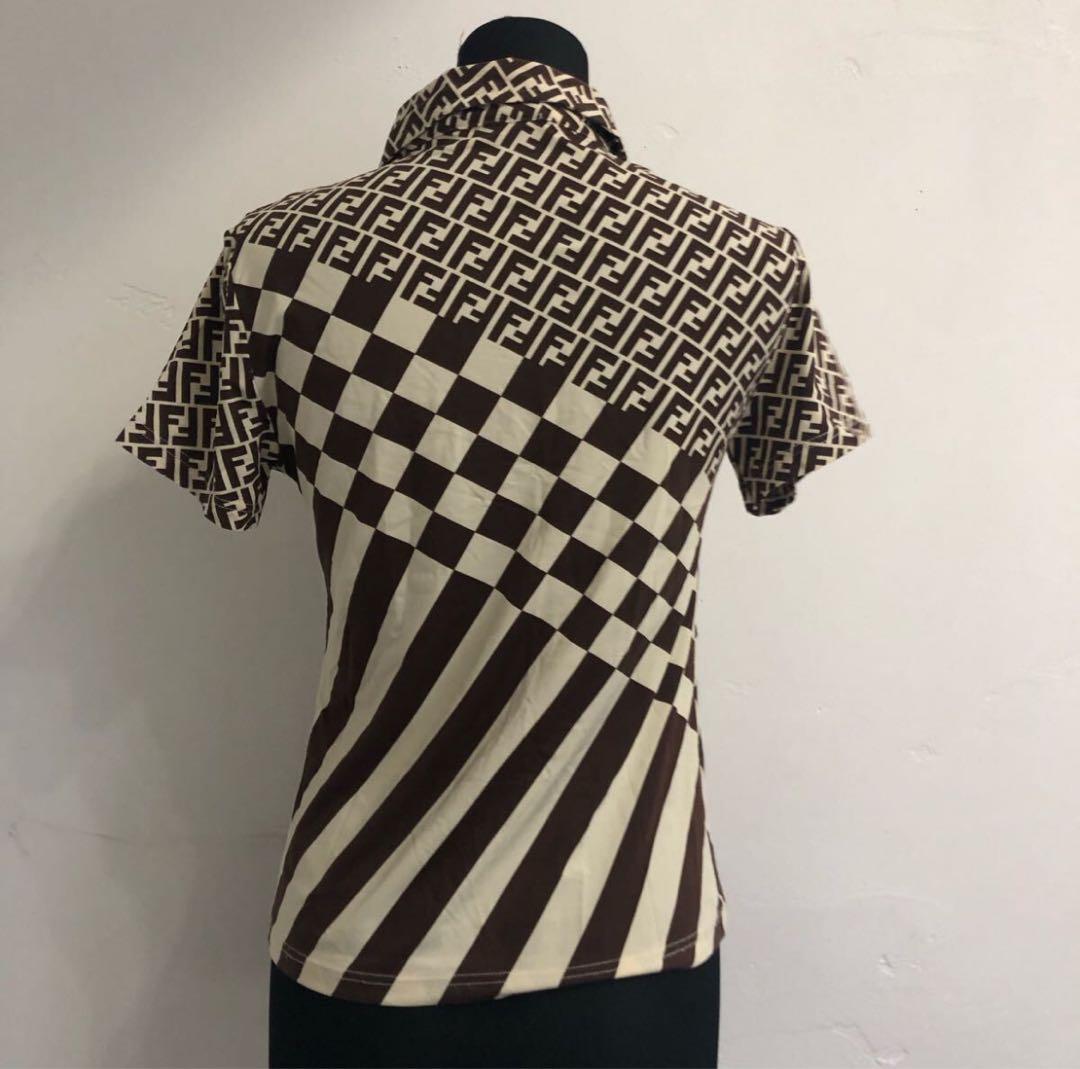 【美品】FENDI フェンディ　ポロシャツ　ズッカ柄 46サイズ　Tシャツ　半袖