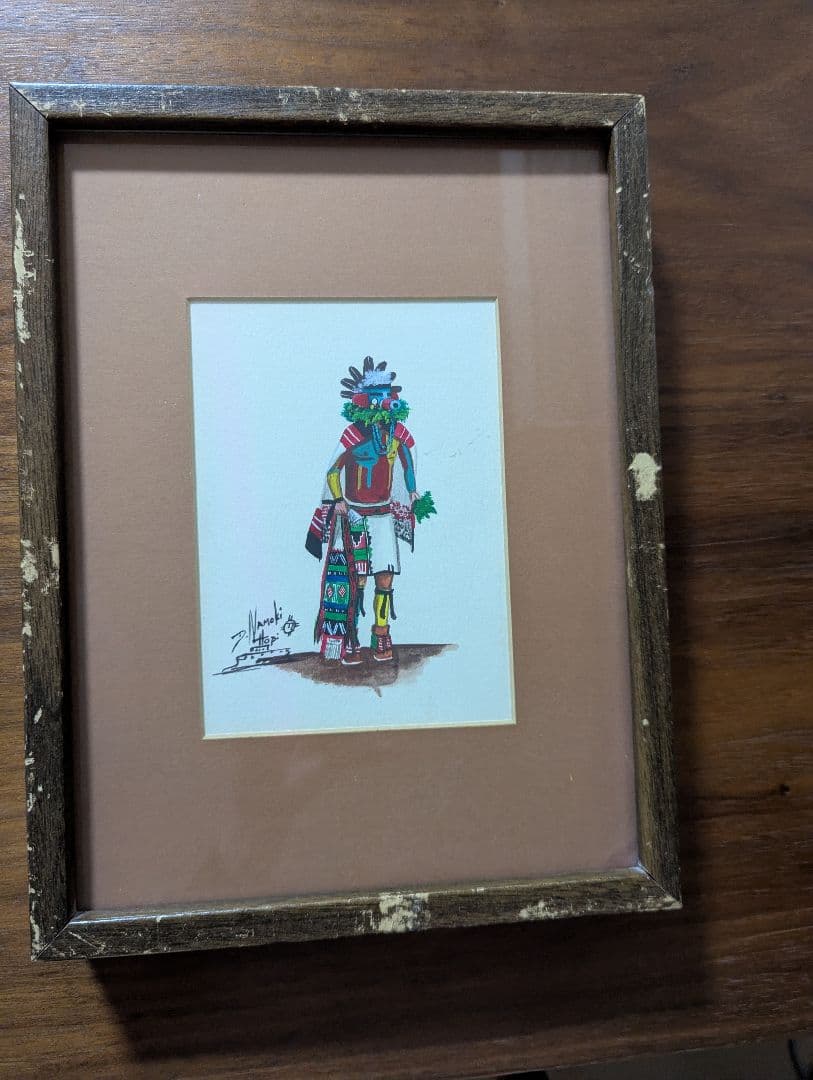 ホピ族 水彩画 サイン入り