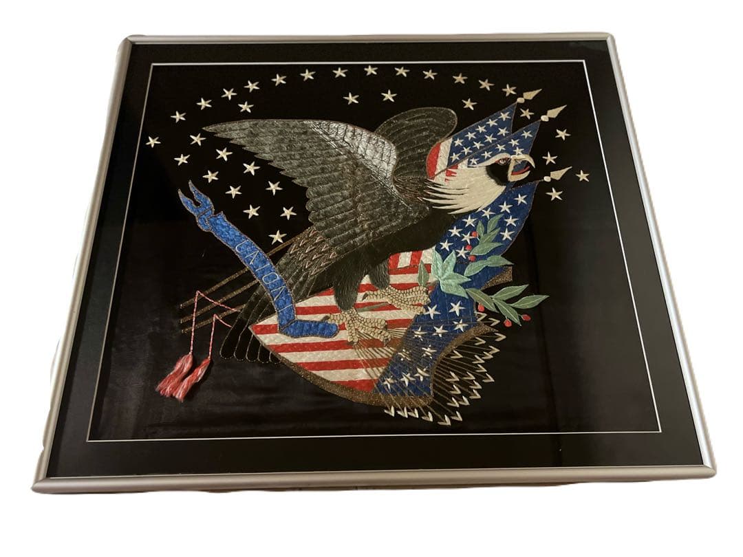 【超稀少】36星旗！スカジャンのルーツ 鷲と星条旗の額装刺繍