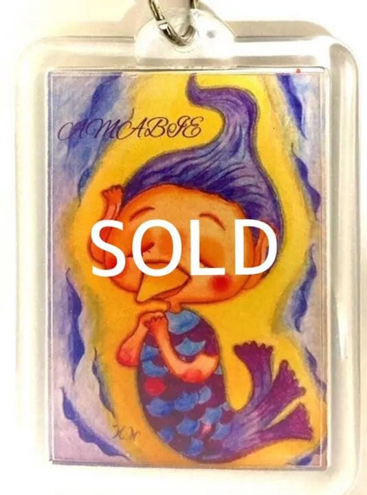 疫病退散！オリジナルイラストのアマビエのキーホルダー