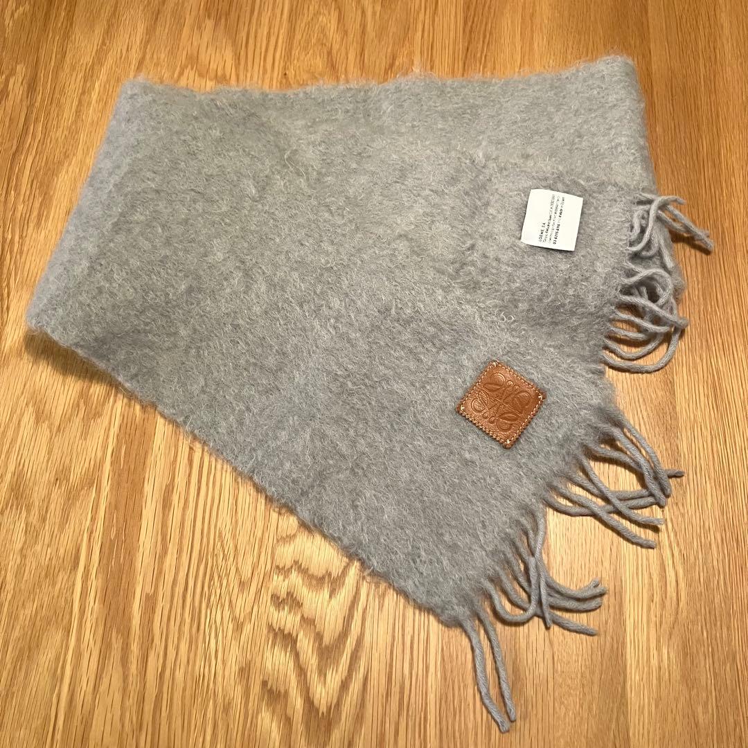 LOEWE ロエベ マフラー モヘア ライトグレー 美品☆