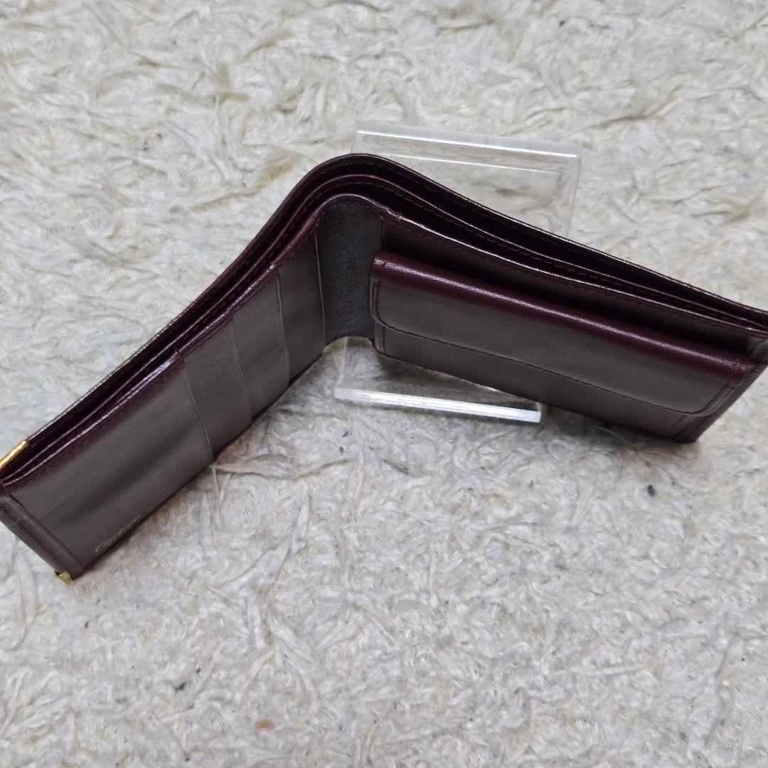未使用　カルティエ マストライン 二つ折り 財布 レザー ボルドー