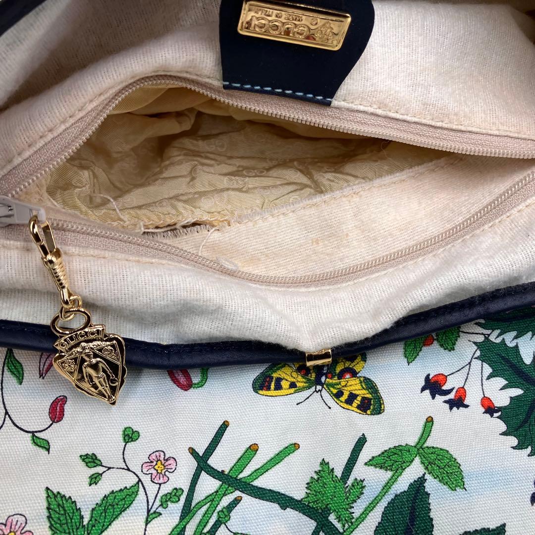 専用GUCCI オールド グッチ　フローラ キャンバスネイビーレザー ショルダー