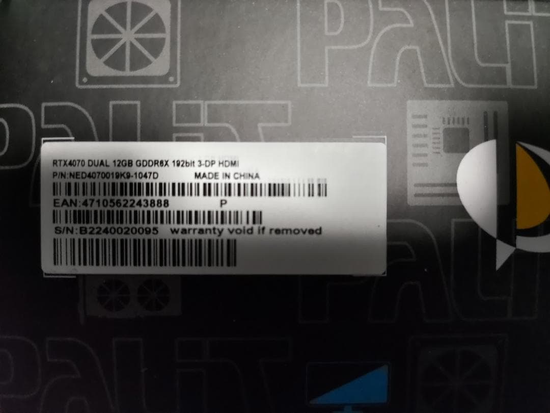 の*ぬ様 PALIT RTX 4070 12GB GDDR6X