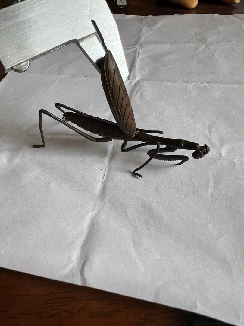 古銅自在カマキリ　螳螂 置物 長約9.2CM
