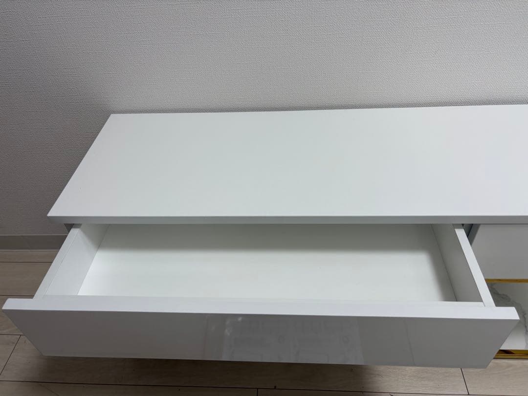 【美品】フランフラン　レーヌテレビボード2 TV台　大理石調　ゴールドフレーム