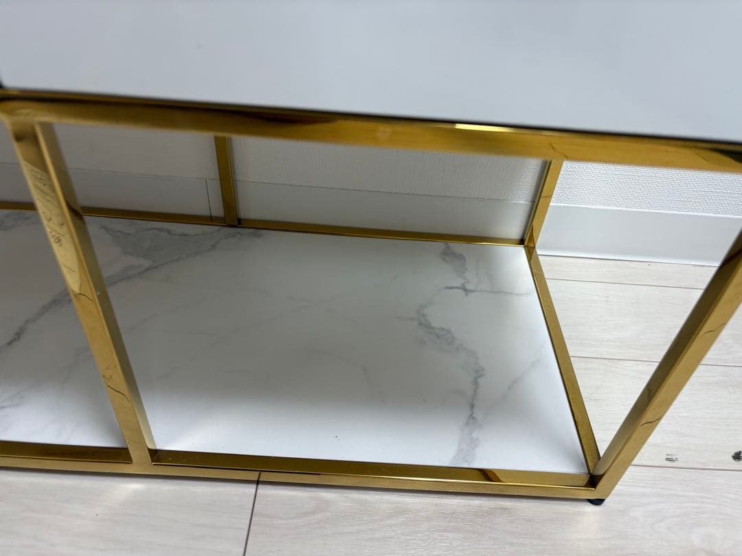 【美品】フランフラン　レーヌテレビボード2 TV台　大理石調　ゴールドフレーム