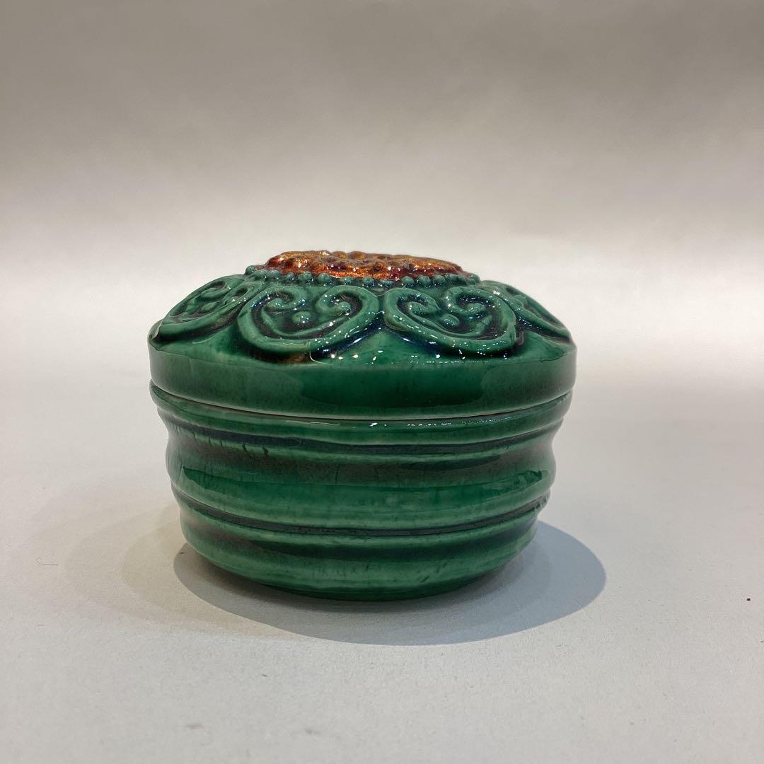 交趾　竹節香合　中村翠嵐作