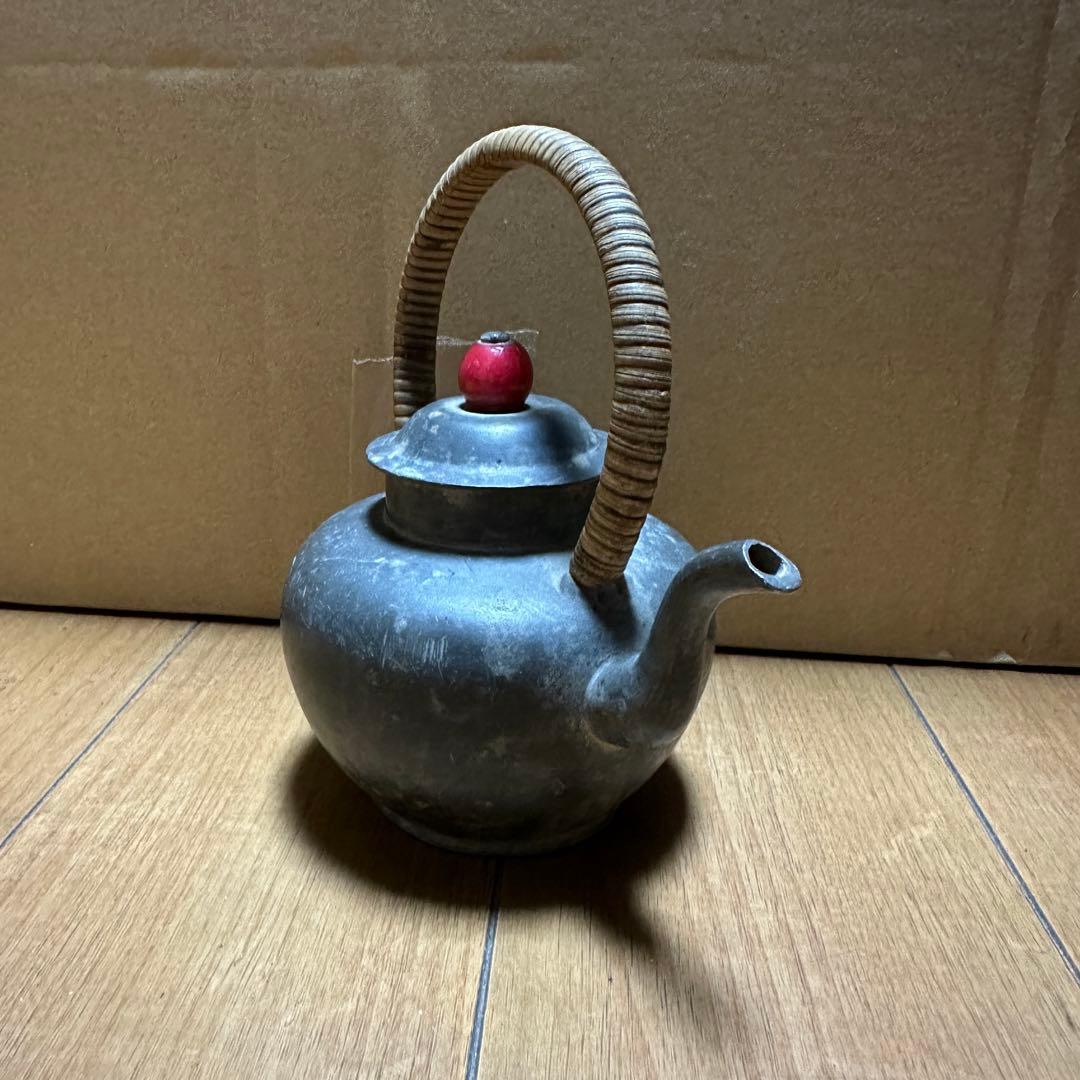 時代物 煎茶道具 古錫 茶壷 茶心壷 約448g