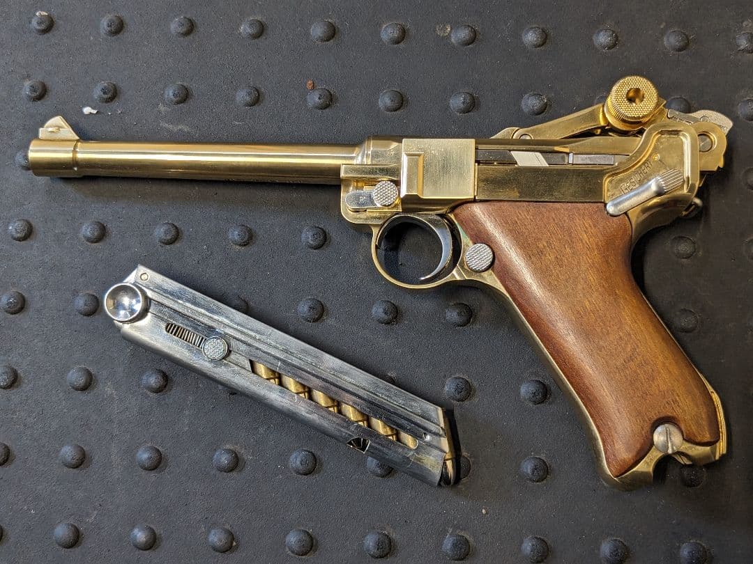 マルシン ルガー P-08 6インチ モデルガン ゴールド24GP　◉訳あり