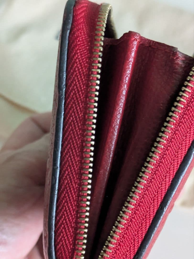 ルイヴィトン　モノグラム　アンプラント　ジッピー・パース　赤　 ミニ財布