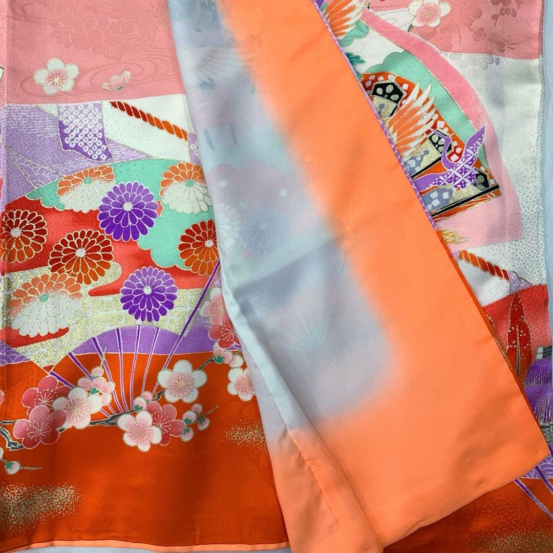 509agu6、帯、帯揚げ帯締めしごき□七五三 7歳 女児 着物＆長襦袢□美品