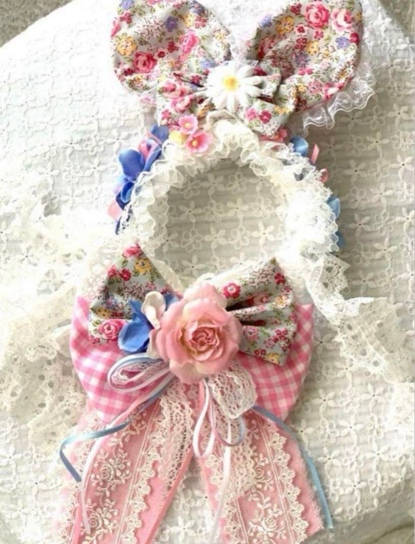 ★わんこ用parti_du_ruban★うさ耳&チョーカーセット