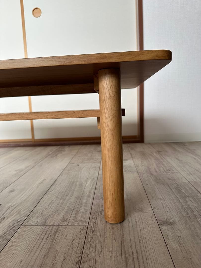 【廃盤】無印　木材ローテーブル　オーク材