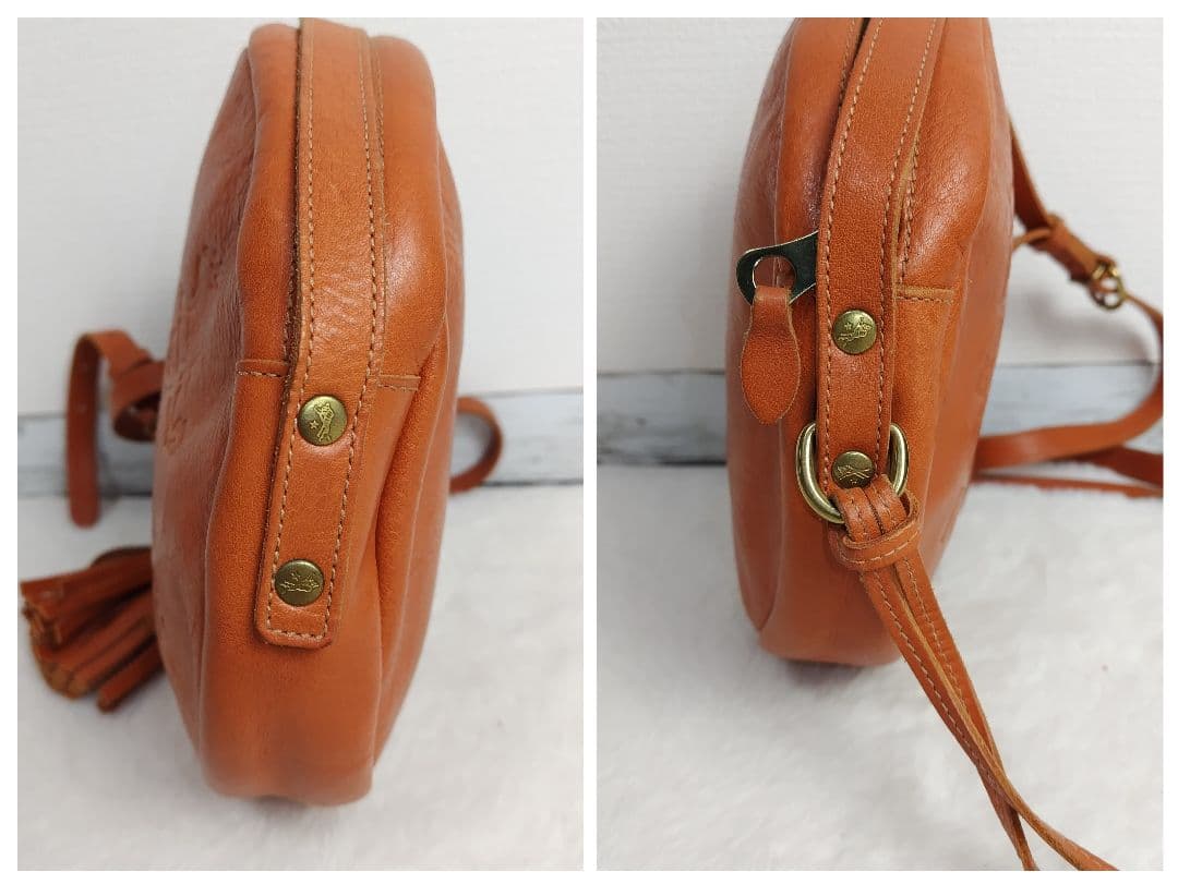 ✨超希少✨イルビゾンテ レザー 丸型 ショルダーバッグ ブラウン イタリア製